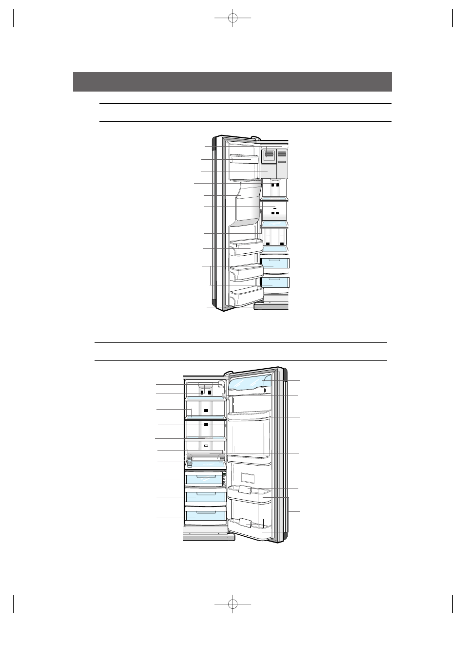 Shelves and bins, Freezer, Refrigerator | Samsung HomePAD RH2777AT User Manual | Page 9 / 61