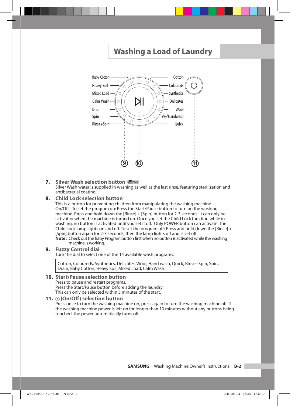 Washing a load of laundry | Samsung WF7758S6 User Manual | Page 11 / 24