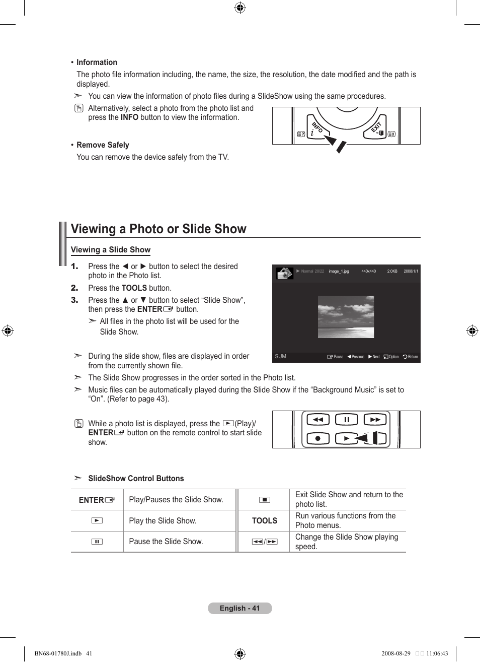Viewing a photo or slide show | Samsung BN68-01780J-00 User Manual | Page 43 / 79