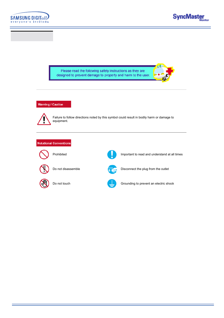 Safety instructions, Notational | Samsung 173MP User Manual | Page 3 / 64