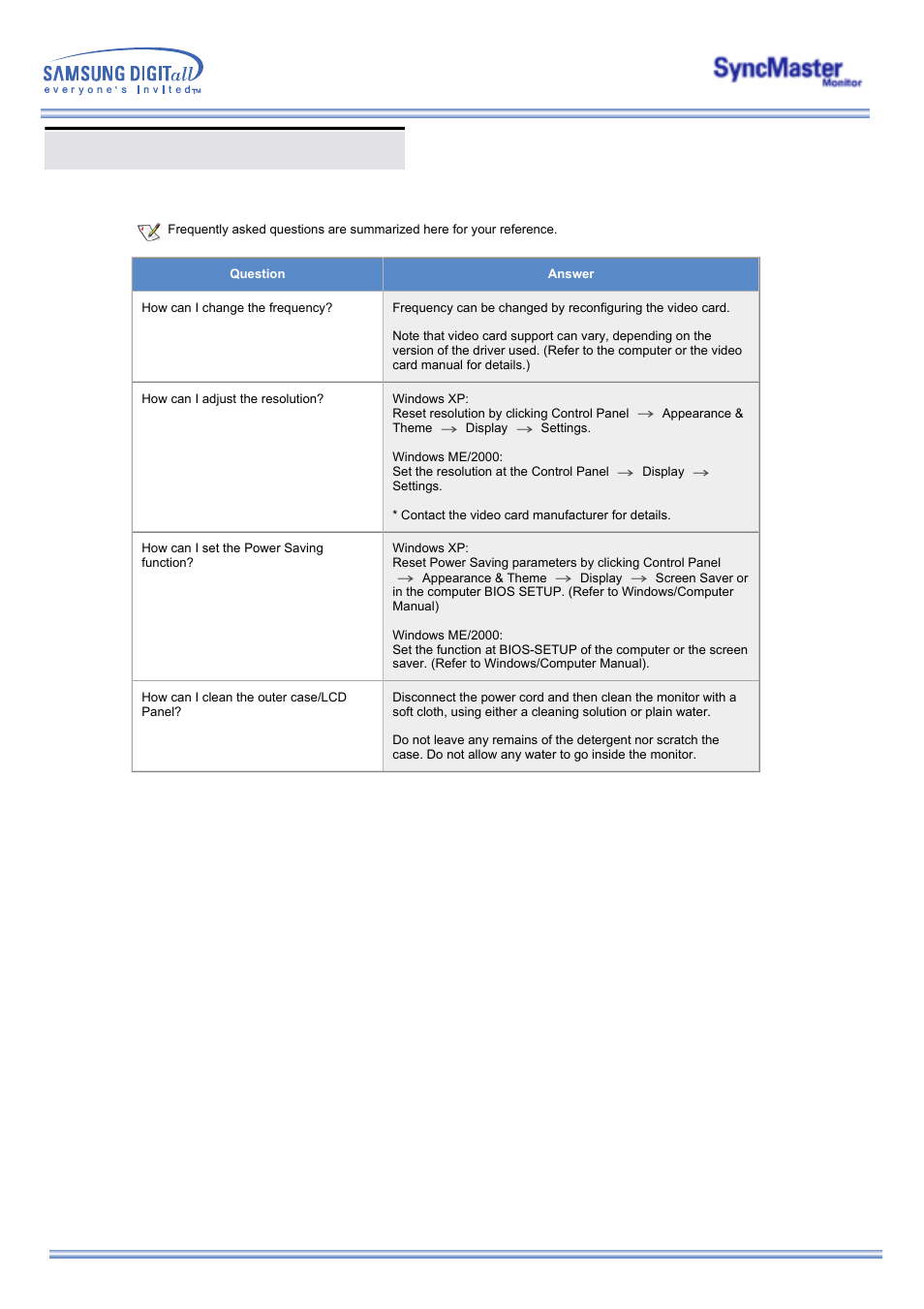 Q & a | Samsung 173MP User Manual | Page 48 / 64