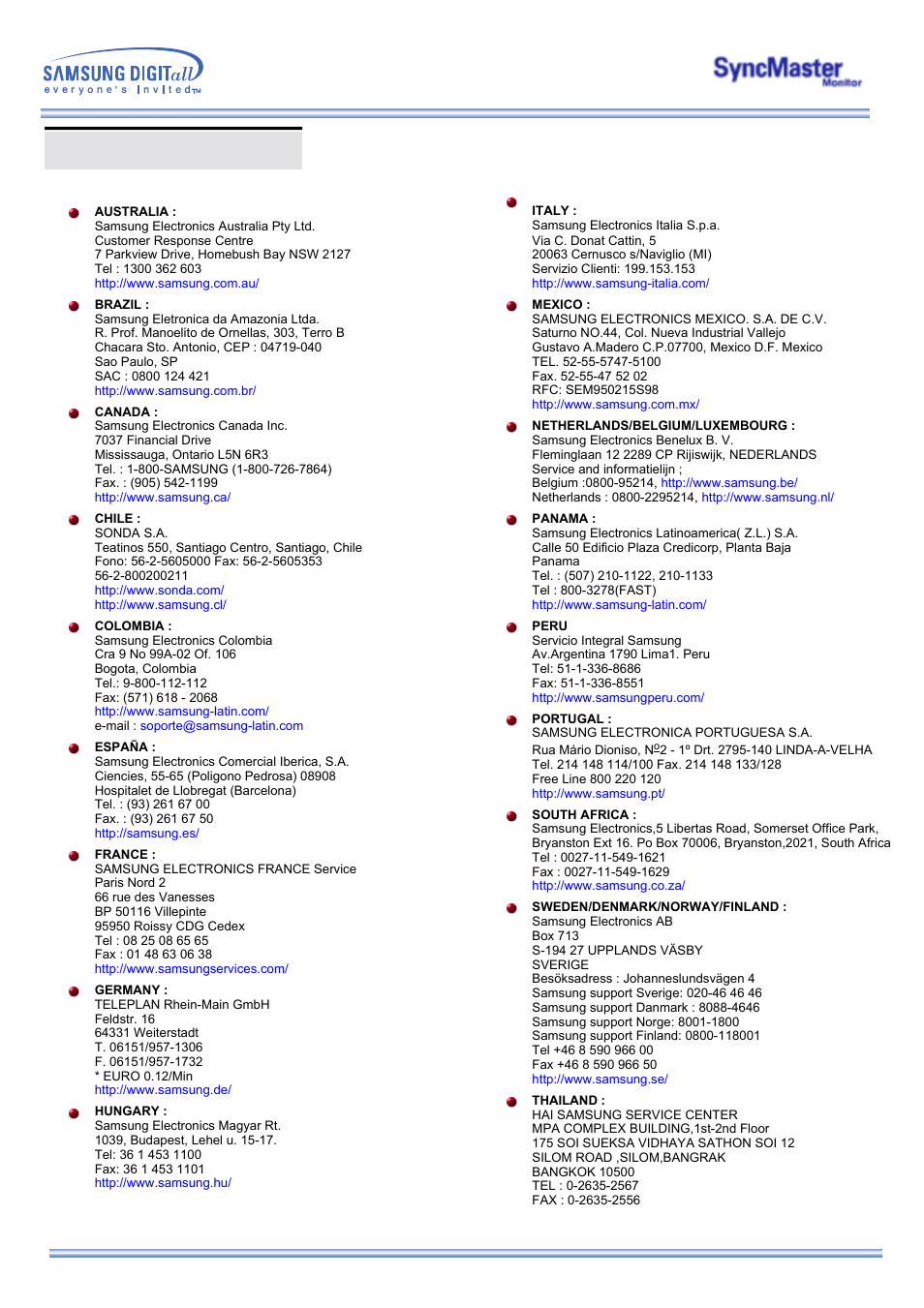 Information, Service center | Samsung 173MP User Manual | Page 53 / 64