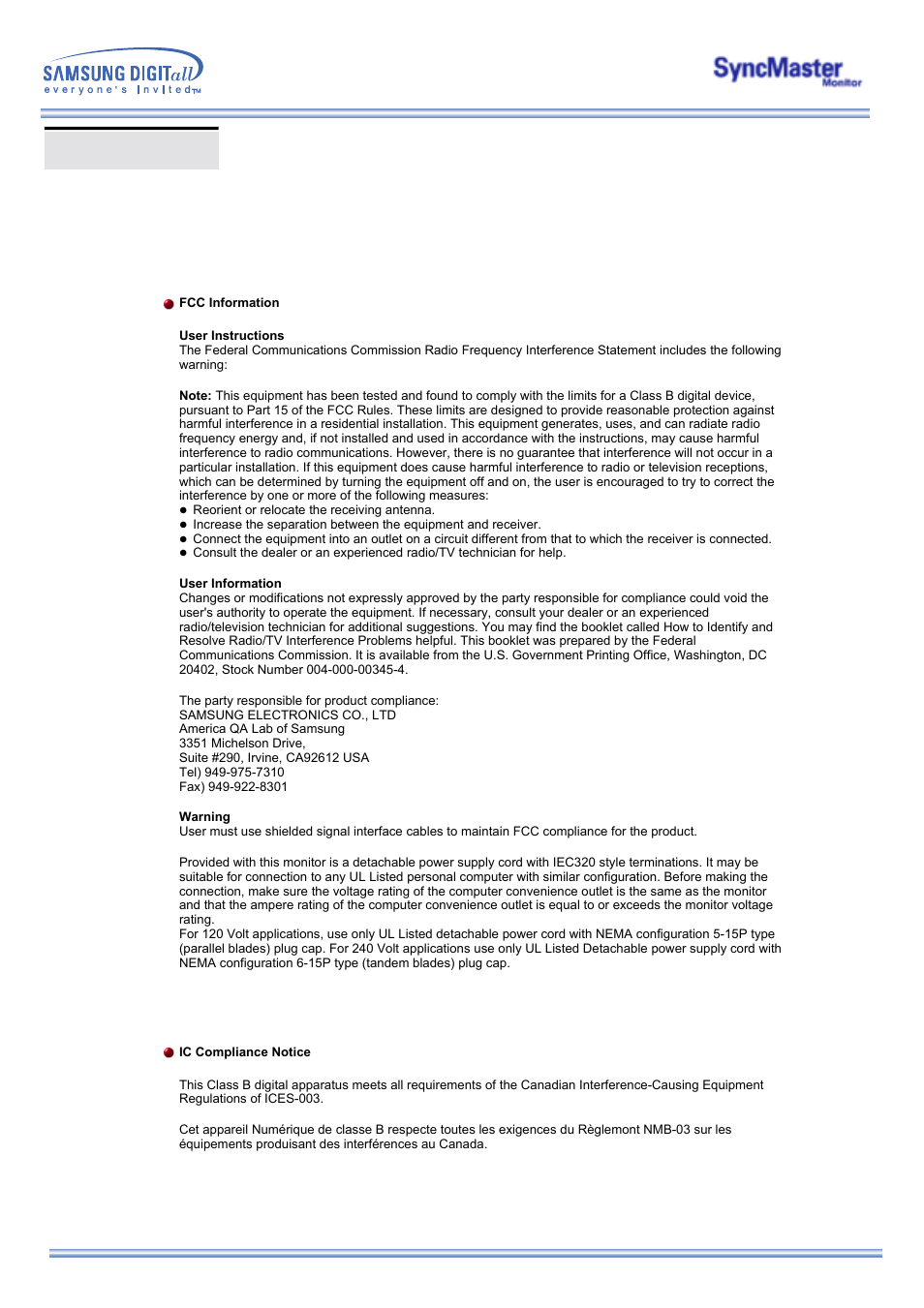 Regulatory | Samsung 173MP User Manual | Page 57 / 64