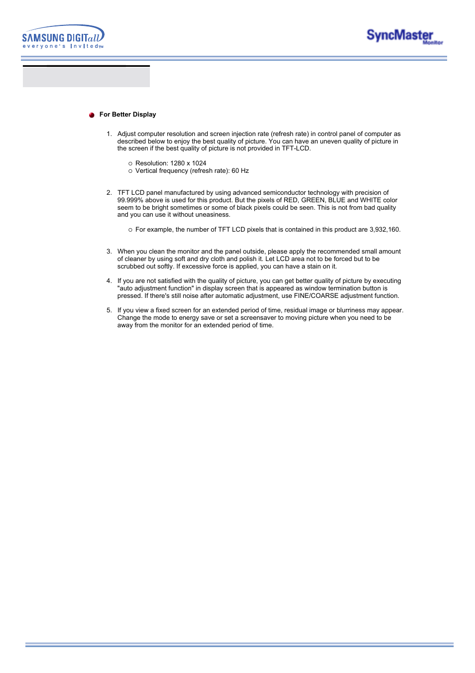 For better display | Samsung 173MP User Manual | Page 63 / 64