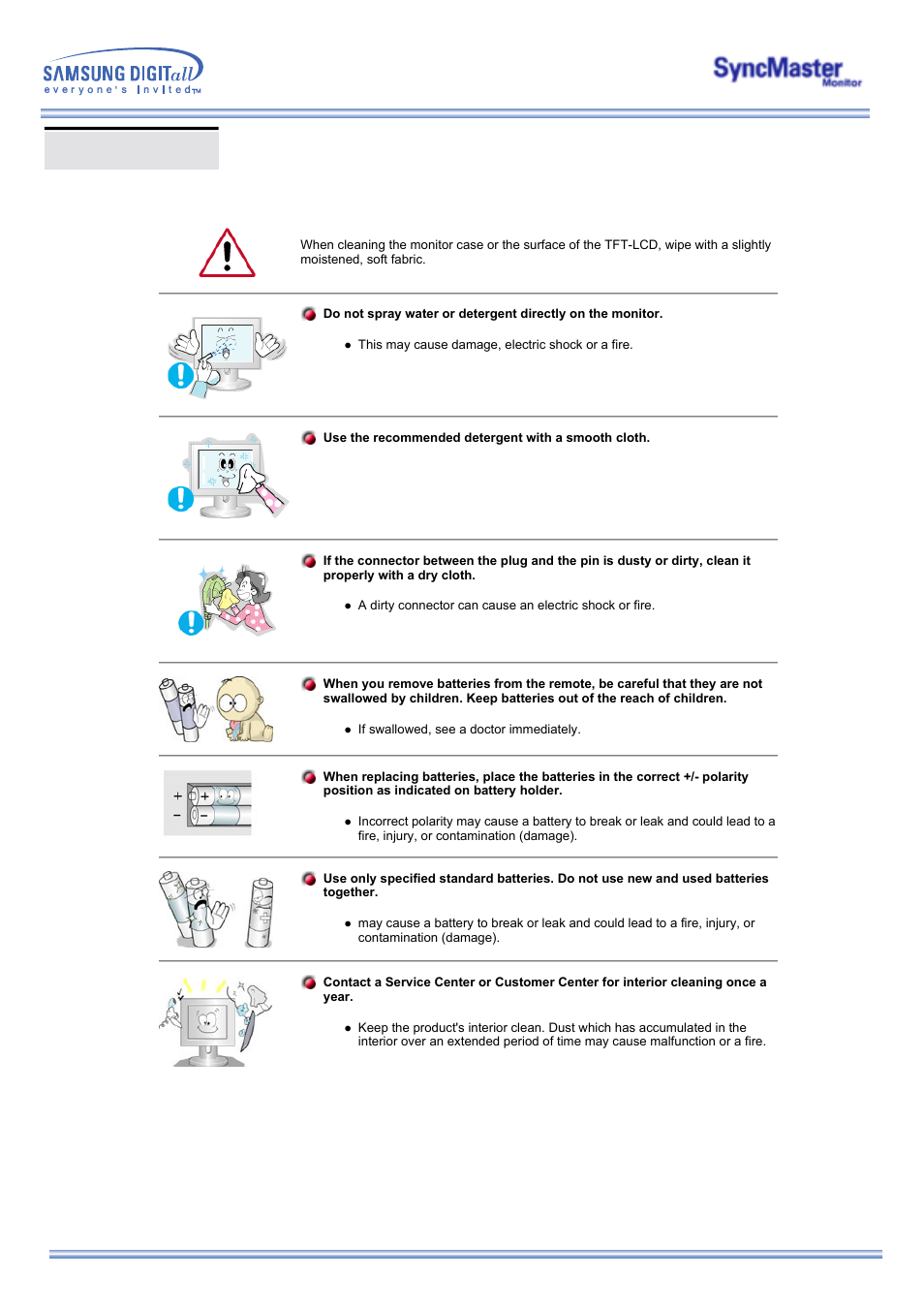 Cleaning | Samsung 173MP User Manual | Page 7 / 64