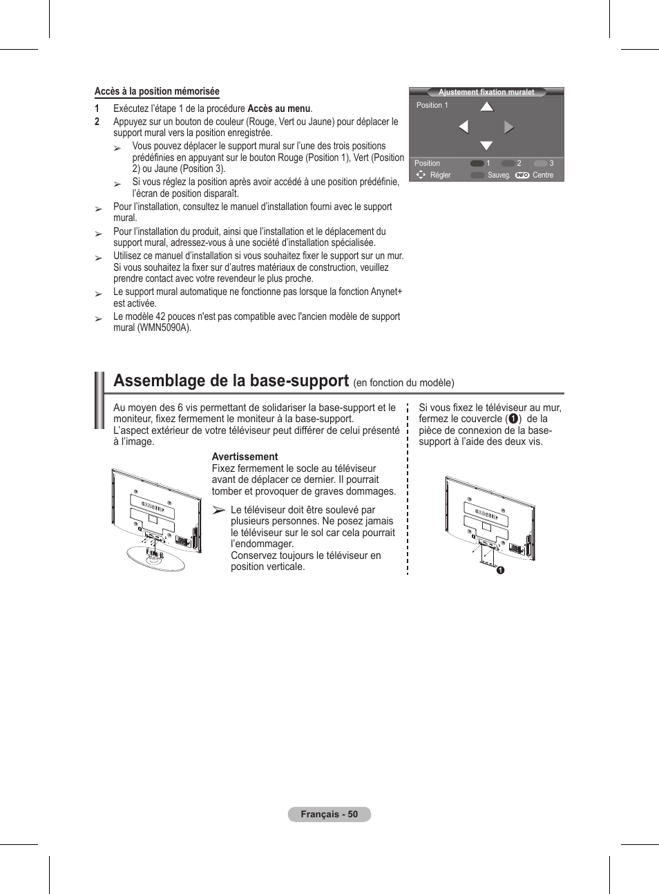 Assemblage de la base-support | Samsung BN68-01416A-00 User Manual | Page 103 / 425
