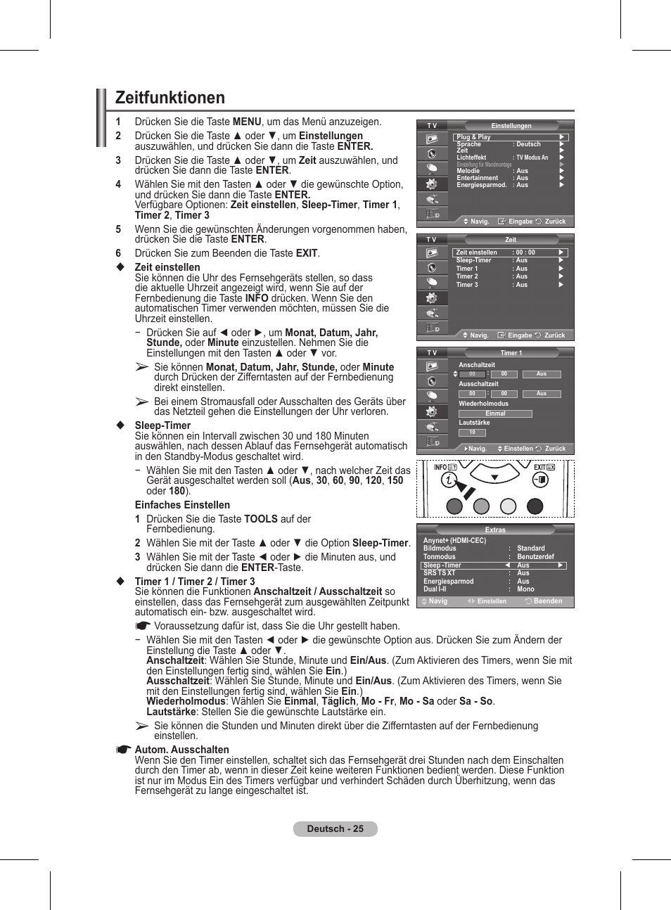 Zeitfunktionen | Samsung BN68-01416A-00 User Manual | Page 131 / 425