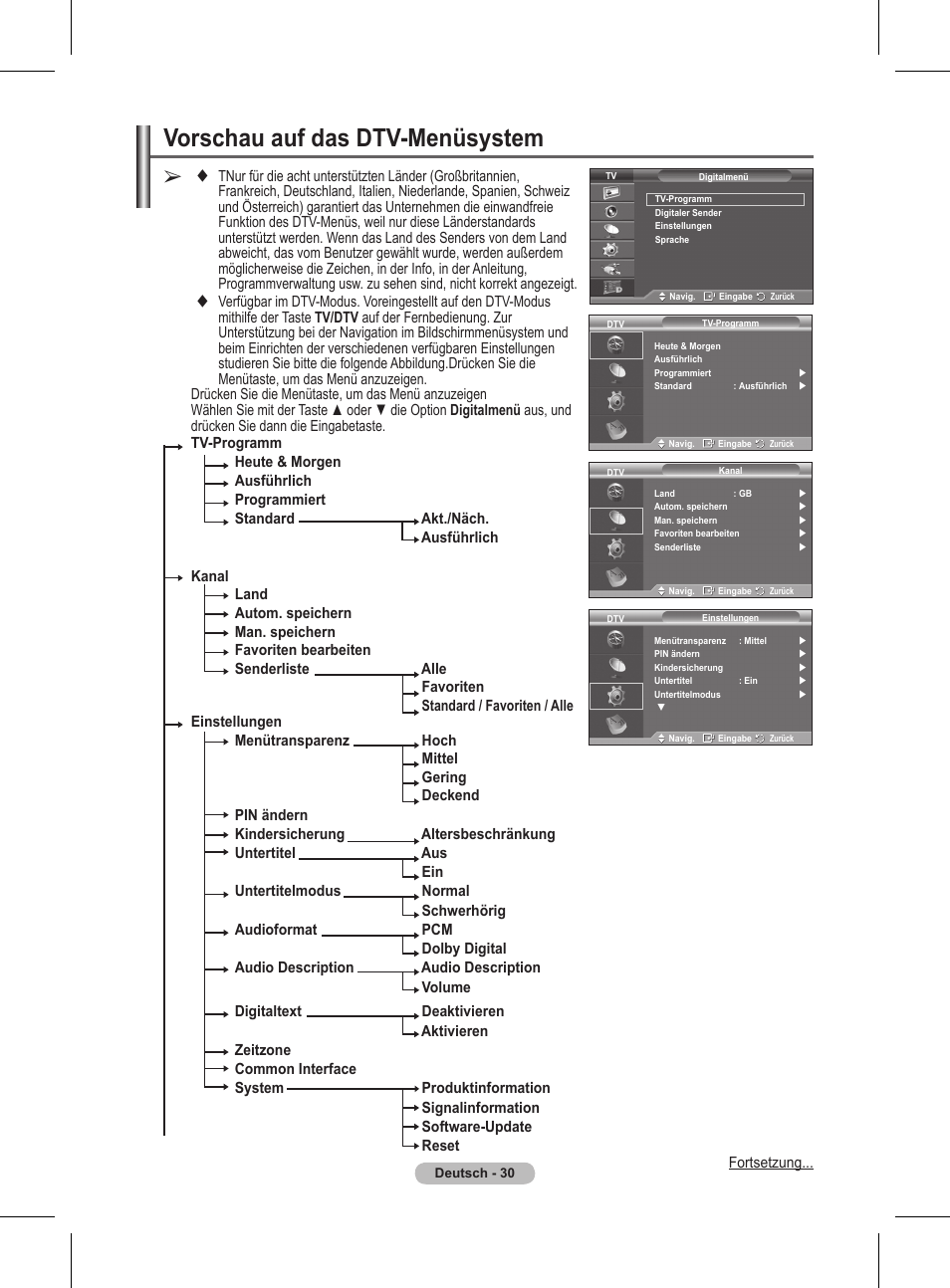 Vorschau auf das dtv-menüsystem | Samsung BN68-01416A-00 User Manual | Page 136 / 425