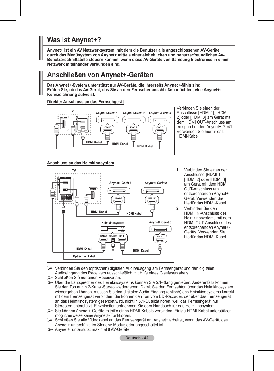 Anschließen von anynet+-geräten, Was ist anynet | Samsung BN68-01416A-00 User Manual | Page 148 / 425