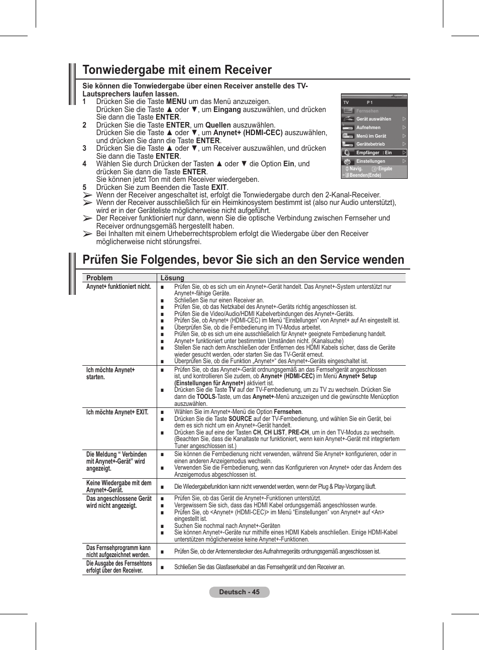 Tonwiedergabe mit einem receiver | Samsung BN68-01416A-00 User Manual | Page 151 / 425