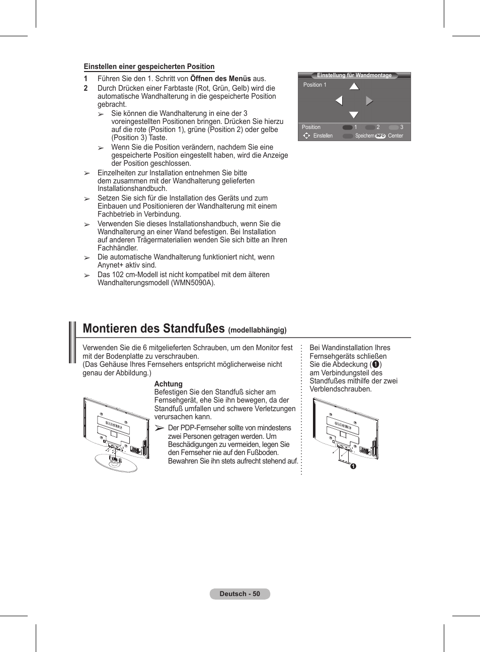 Montieren des standfußes | Samsung BN68-01416A-00 User Manual | Page 156 / 425
