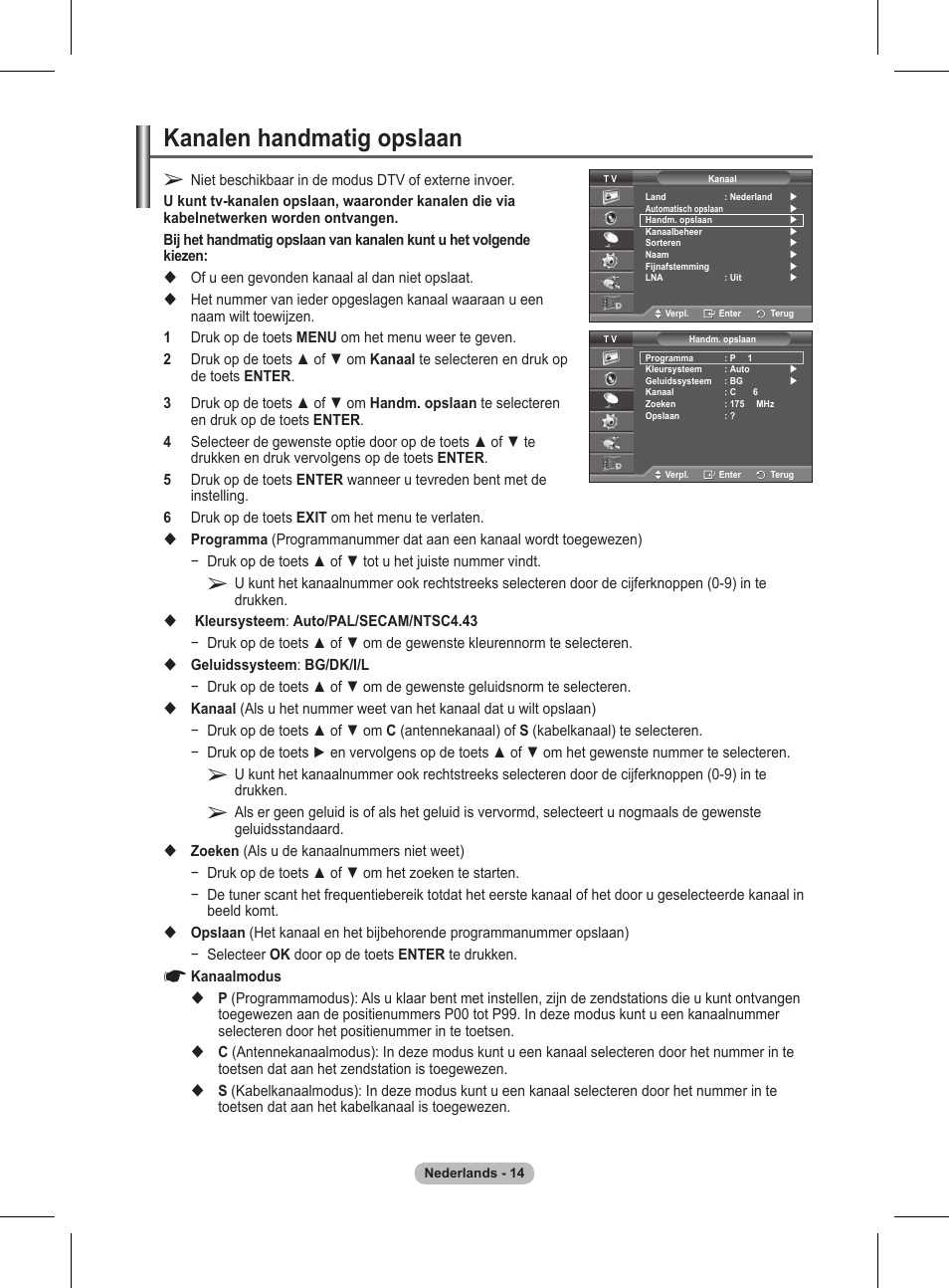 Kanalen handmatig opslaan | Samsung BN68-01416A-00 User Manual | Page 173 / 425
