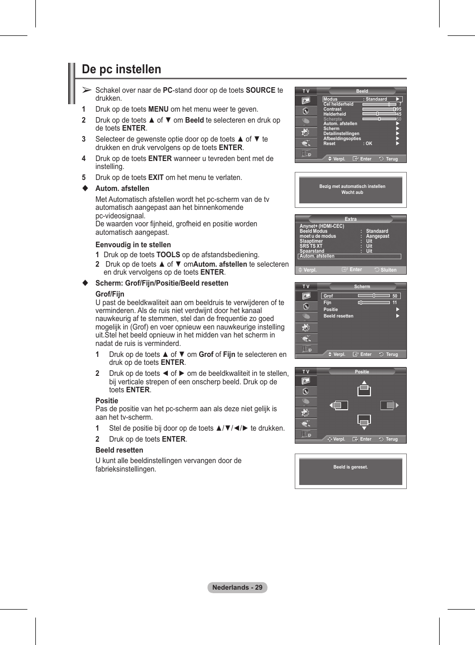 De pc instellen | Samsung BN68-01416A-00 User Manual | Page 188 / 425