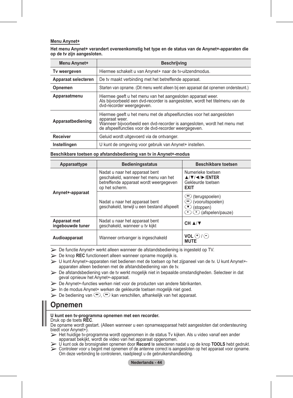 Opnemen | Samsung BN68-01416A-00 User Manual | Page 203 / 425
