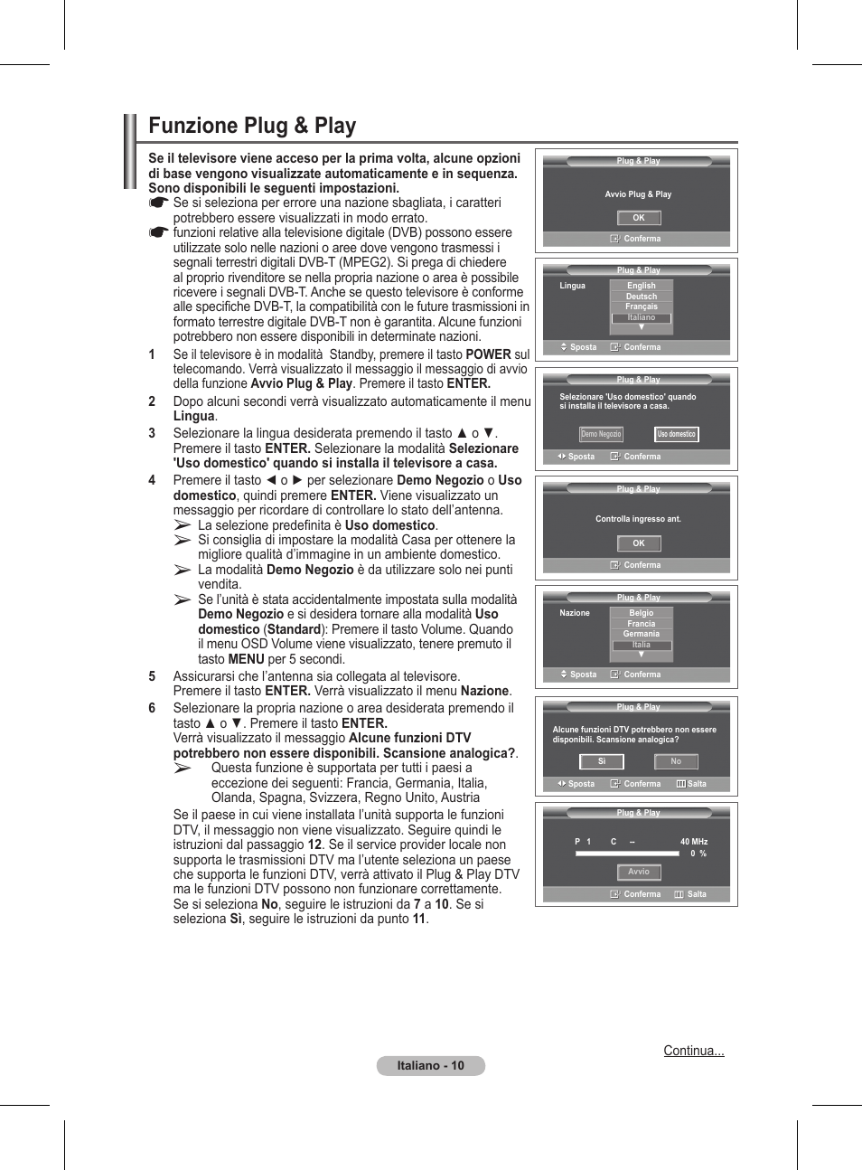 Funzione plug & play | Samsung BN68-01416A-00 User Manual | Page 222 / 425