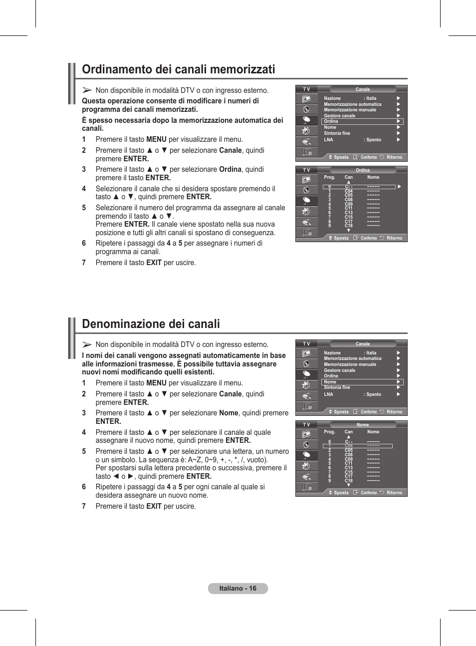Denominazione dei canali | Samsung BN68-01416A-00 User Manual | Page 228 / 425