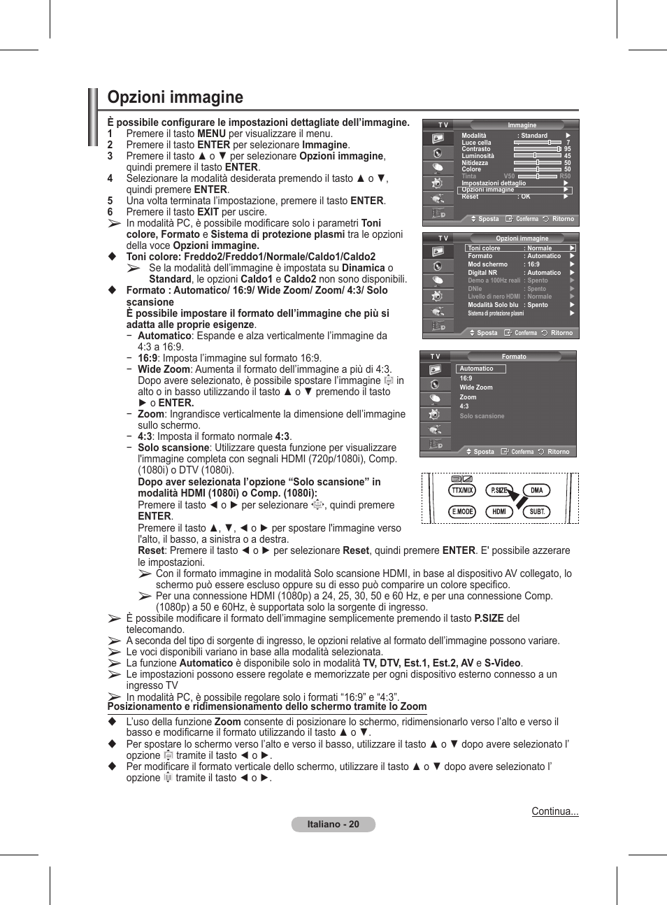 Opzioni immagine | Samsung BN68-01416A-00 User Manual | Page 232 / 425