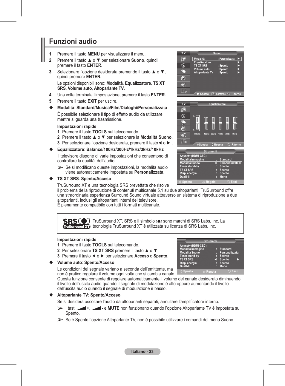 Funzioni audio | Samsung BN68-01416A-00 User Manual | Page 235 / 425