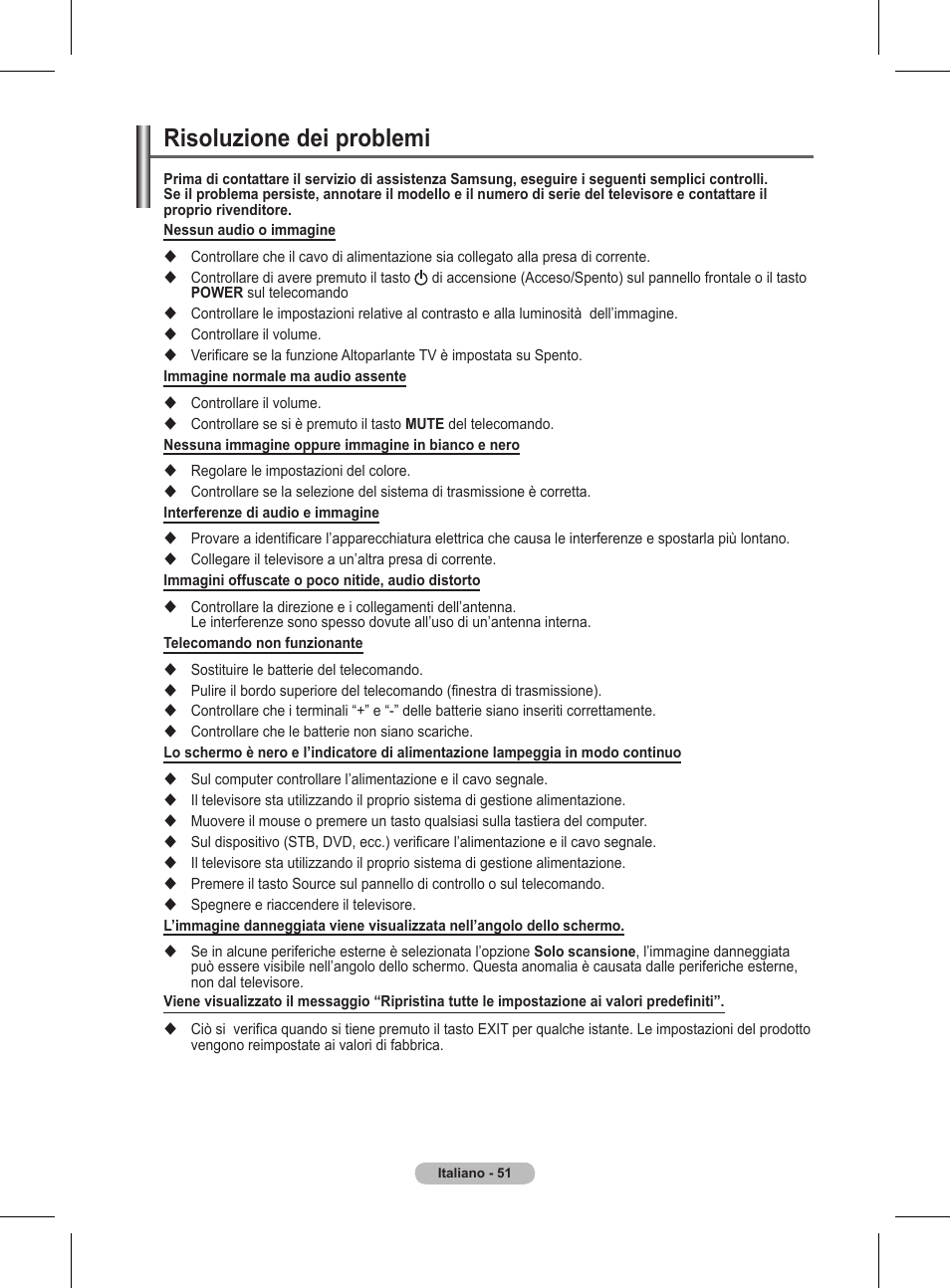 Risoluzione dei problemi | Samsung BN68-01416A-00 User Manual | Page 263 / 425