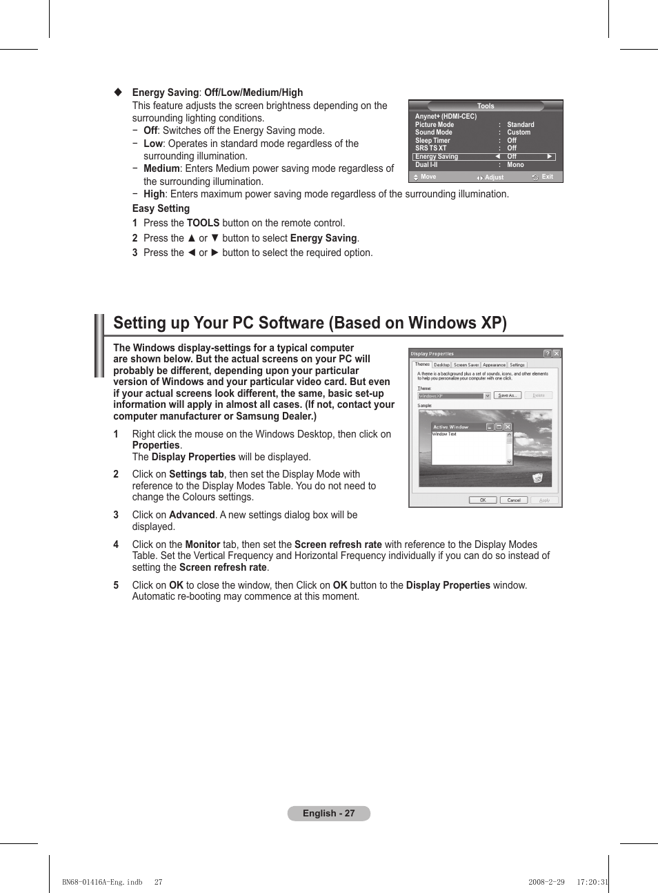 Setting up your pc software (based on windows xp) | Samsung BN68-01416A-00 User Manual | Page 27 / 425