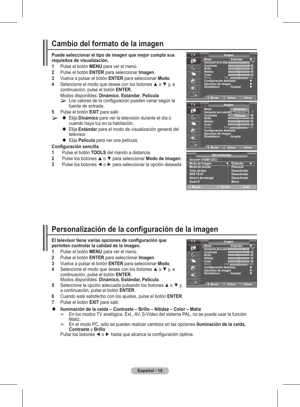 Personalización de la configuración de la imagen, Cambio del formato de la imagen | Samsung BN68-01416A-00 User Manual | Page 283 / 425