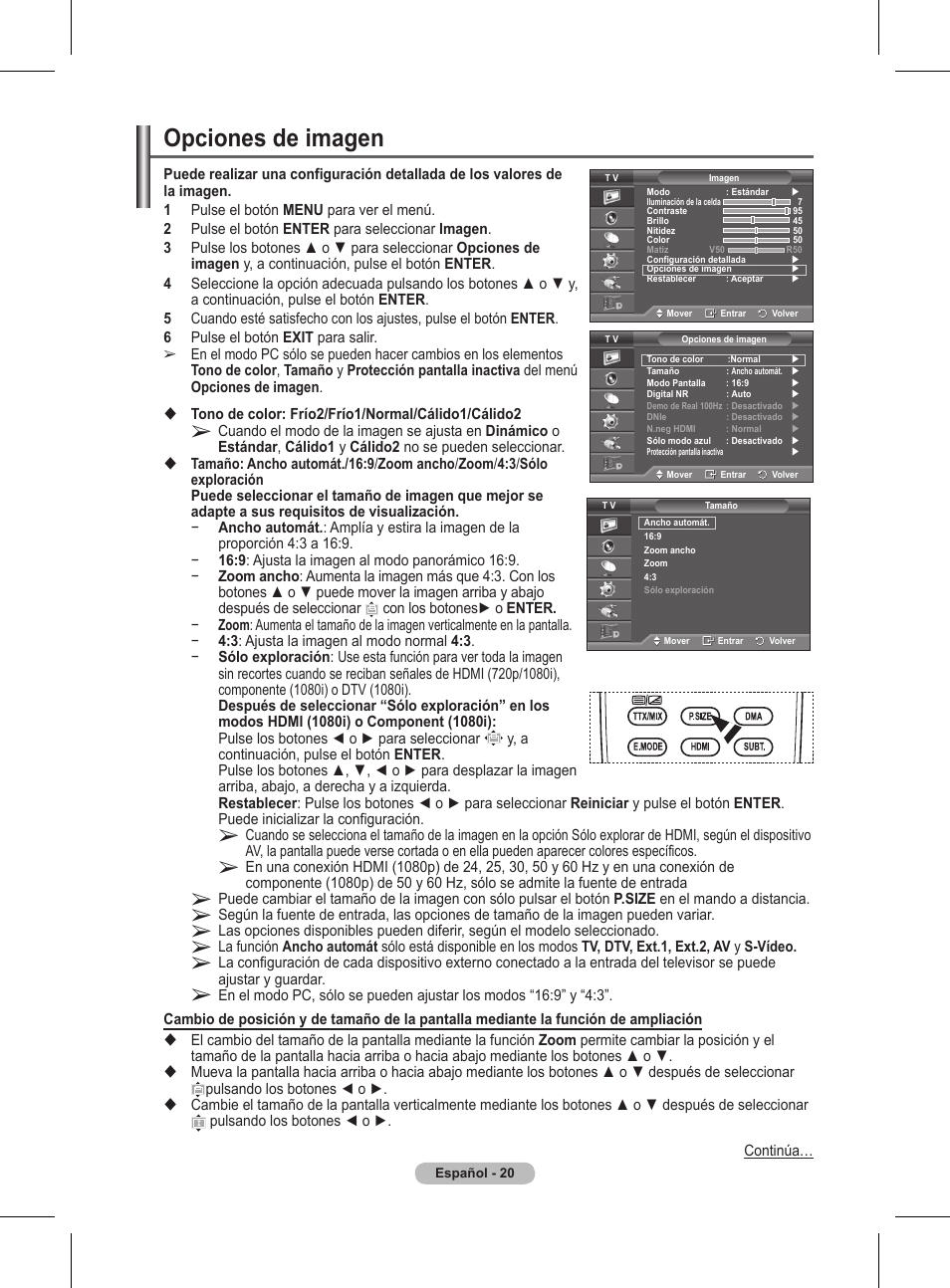 Opciones de imagen | Samsung BN68-01416A-00 User Manual | Page 285 / 425