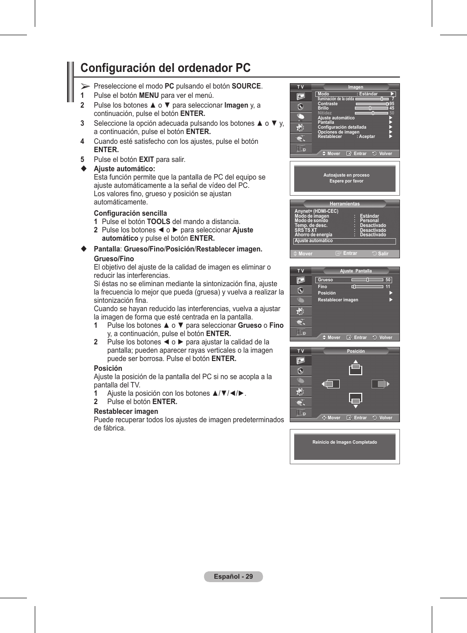 Configuración del ordenador pc | Samsung BN68-01416A-00 User Manual | Page 294 / 425