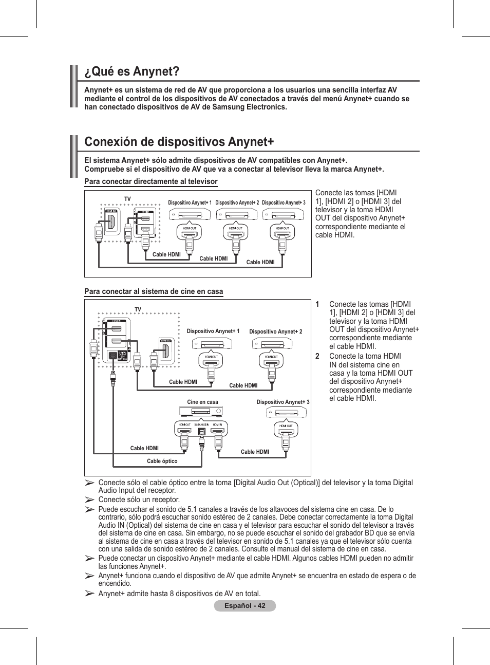 Conexión de dispositivos anynet, Qué es anynet | Samsung BN68-01416A-00 User Manual | Page 307 / 425