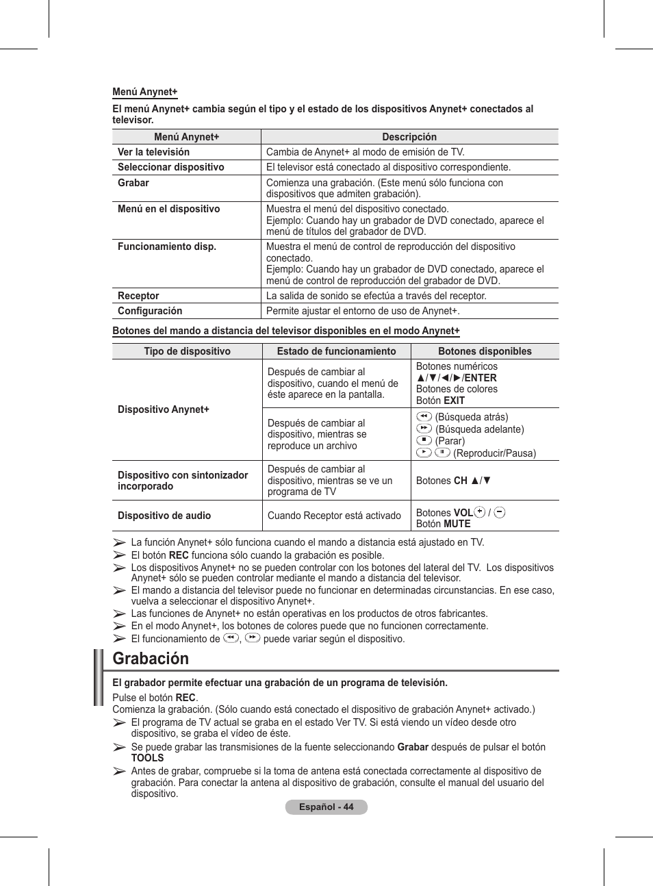 Grabación | Samsung BN68-01416A-00 User Manual | Page 309 / 425