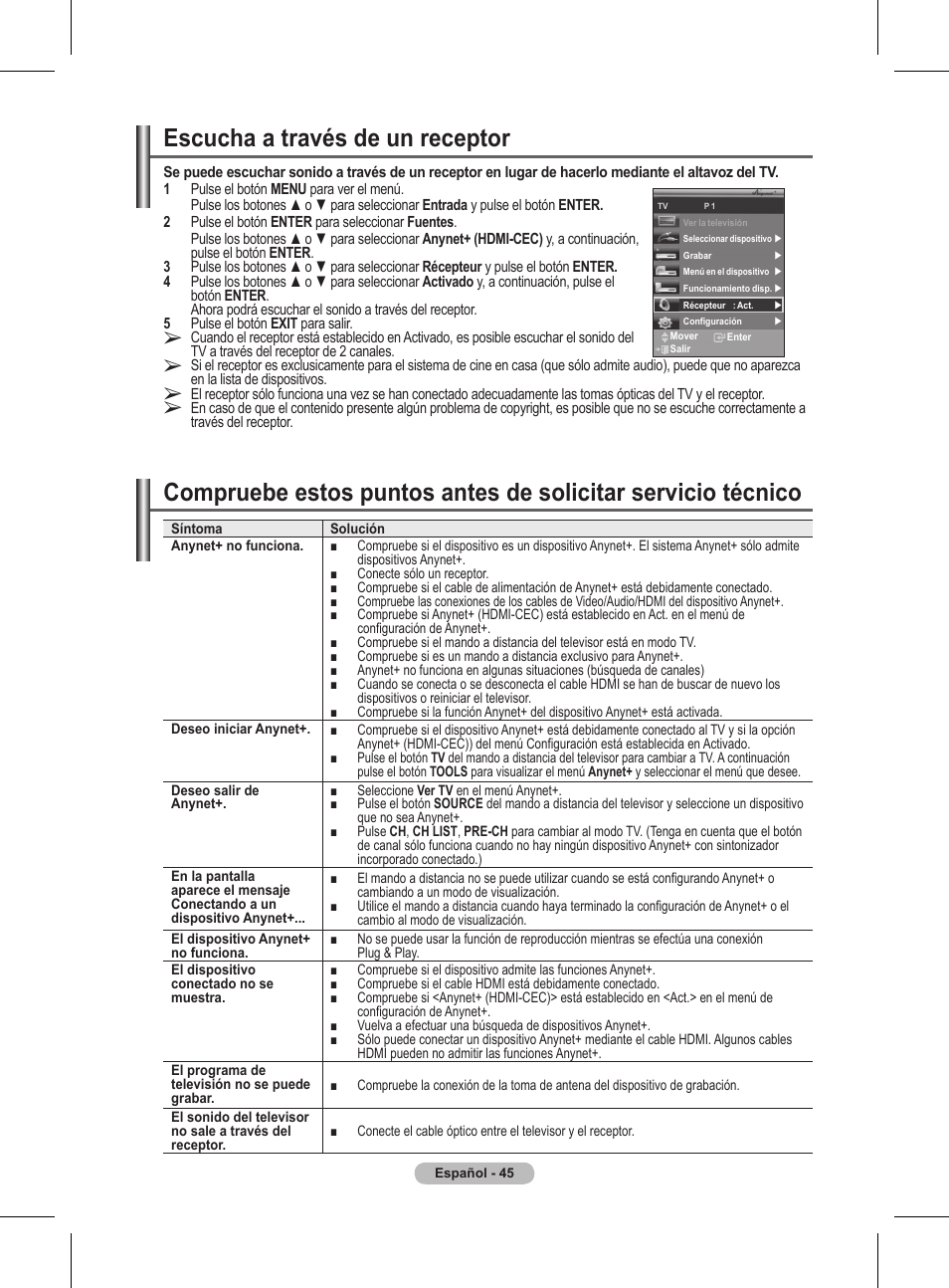 Escucha a través de un receptor | Samsung BN68-01416A-00 User Manual | Page 310 / 425