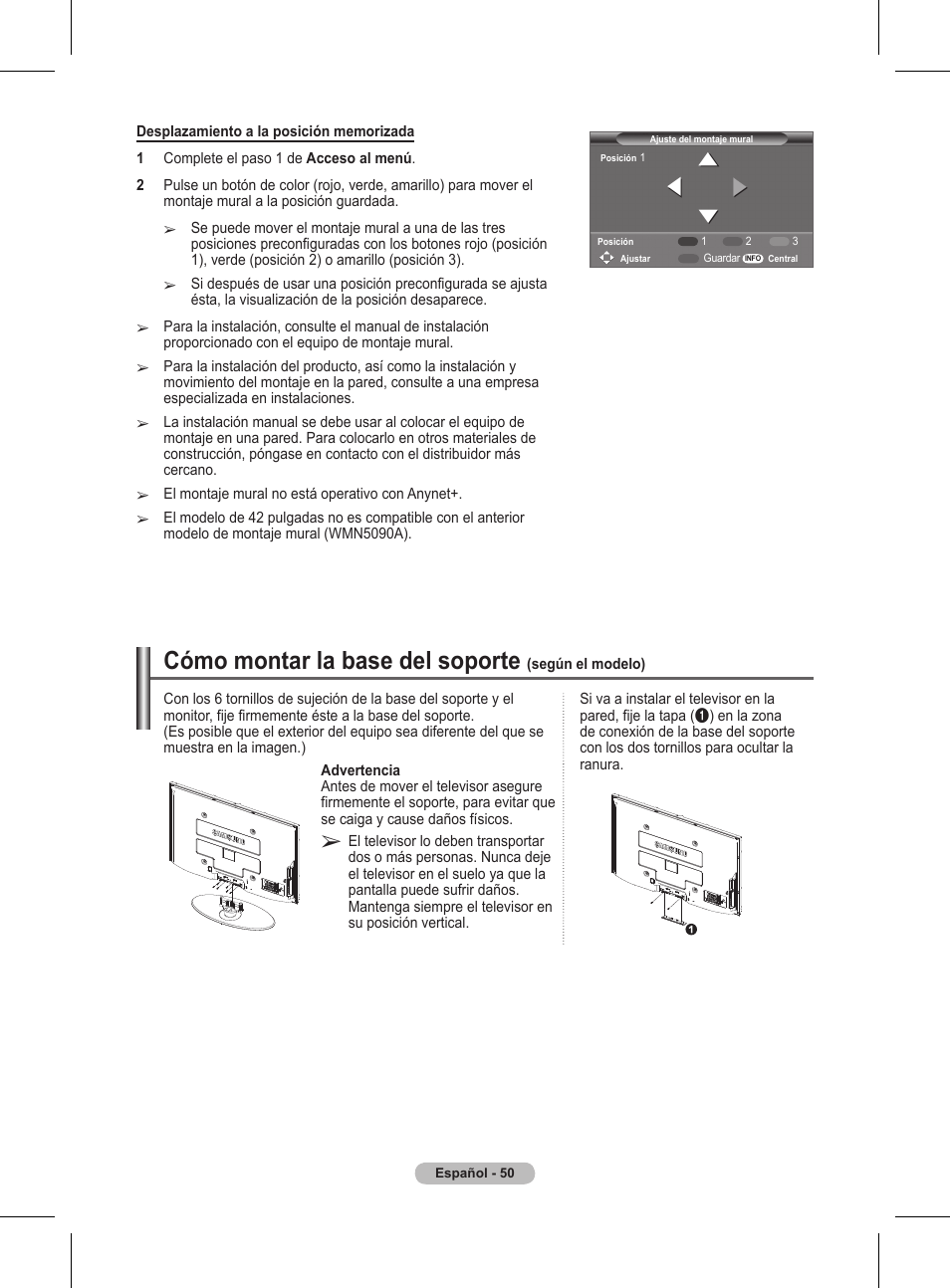 Cómo montar la base del soporte | Samsung BN68-01416A-00 User Manual | Page 315 / 425
