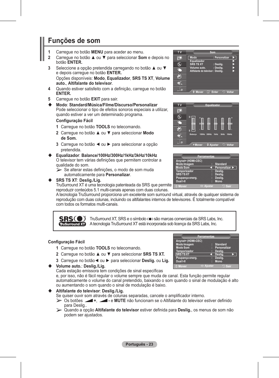 Funções de som | Samsung BN68-01416A-00 User Manual | Page 341 / 425