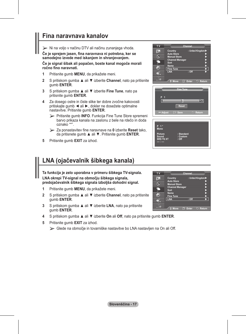 Fina naravnava kanalov, Lna (ojačevalnik šibkega kanala) | Samsung BN68-01416A-00 User Manual | Page 388 / 425
