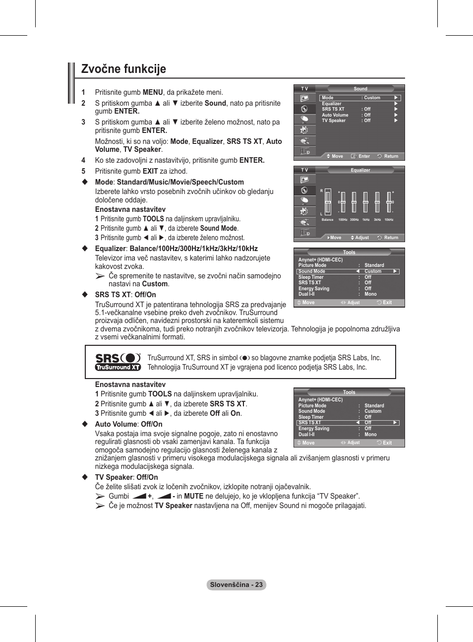 Zvočne funkcije | Samsung BN68-01416A-00 User Manual | Page 394 / 425