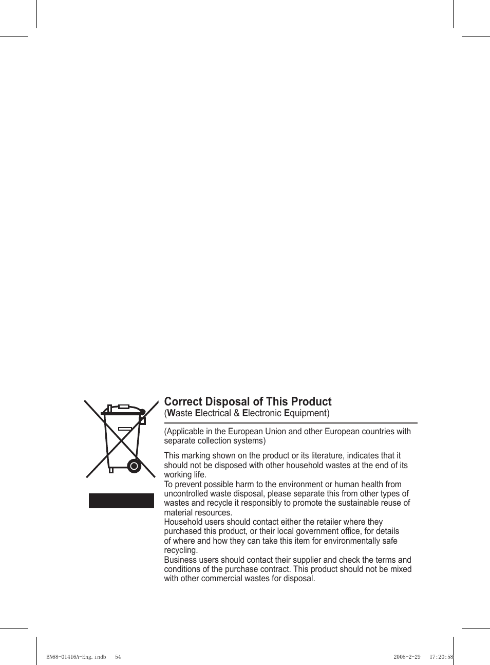 Correct disposal of this product | Samsung BN68-01416A-00 User Manual | Page 54 / 425