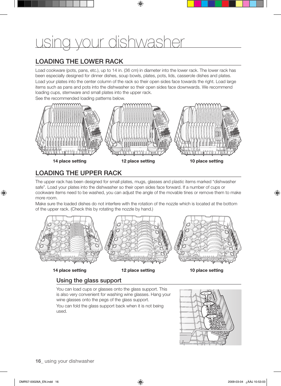 Using your dishwasher | Samsung DMR57LHS User Manual | Page 16 / 30