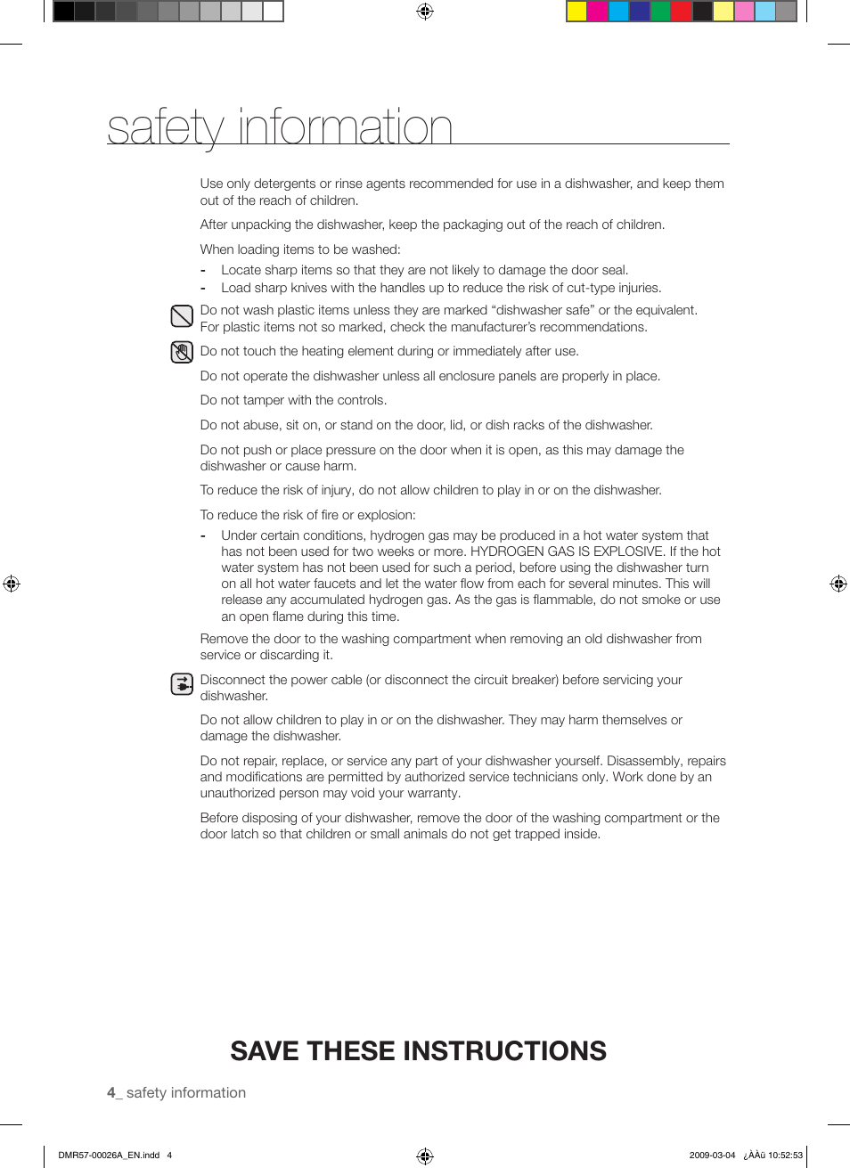 Safety information, Save these instructions | Samsung DMR57LHS User Manual | Page 4 / 30