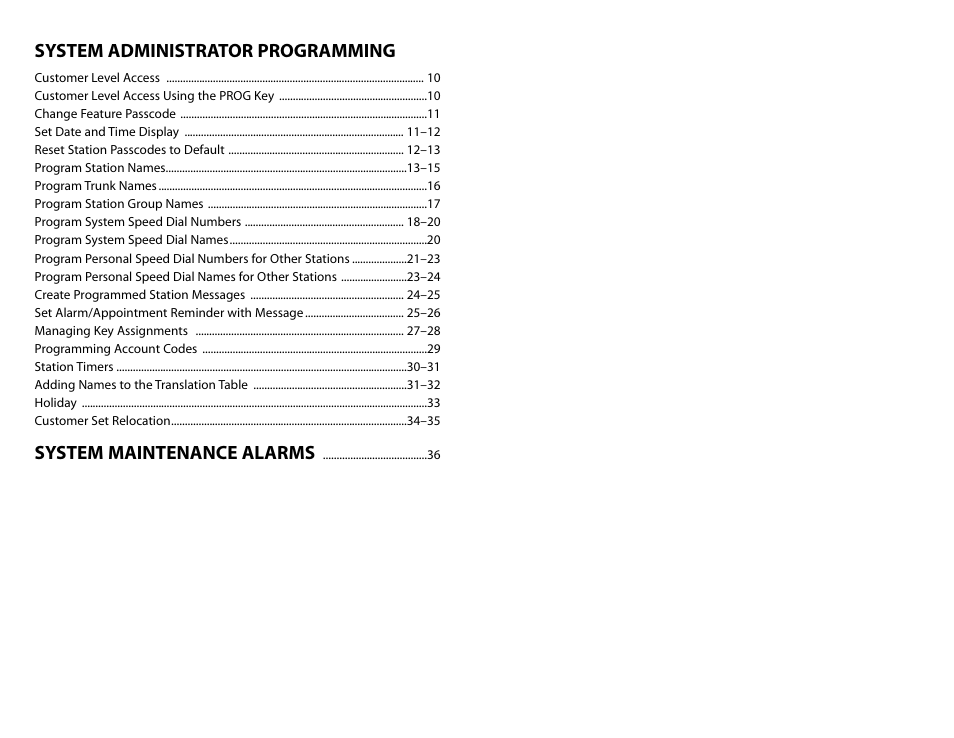 System administrator programming, System maintenance alarms | Samsung OFFICESERV 700 User Manual | Page 2 / 22