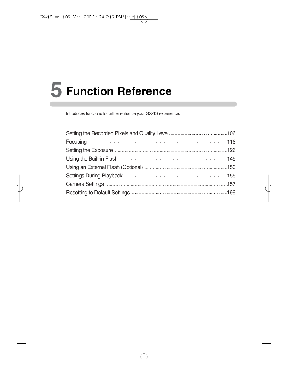 Function reference | Samsung Digimax GX-1S User Manual | Page 106 / 214
