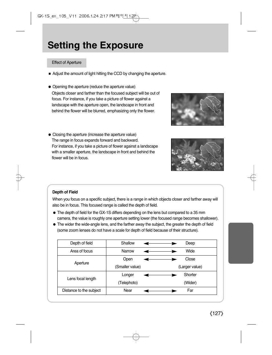 Setting the exposure | Samsung Digimax GX-1S User Manual | Page 128 / 214