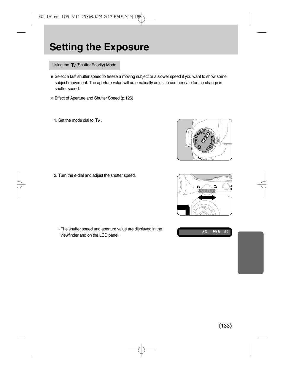 Setting the exposure | Samsung Digimax GX-1S User Manual | Page 134 / 214
