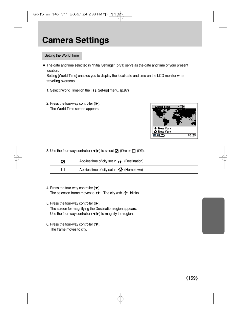 Camera settings | Samsung Digimax GX-1S User Manual | Page 160 / 214