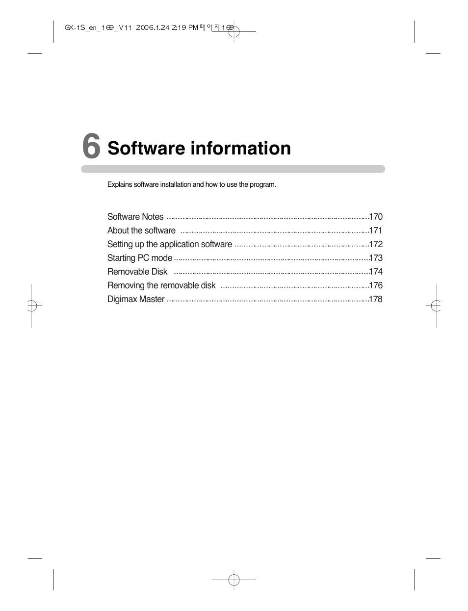 Software information | Samsung Digimax GX-1S User Manual | Page 170 / 214