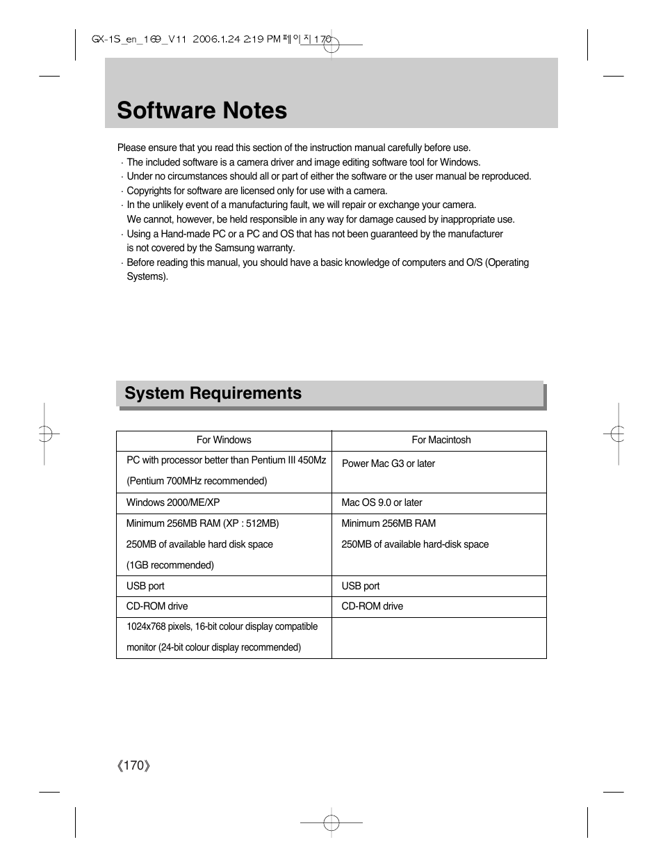 System requirements | Samsung Digimax GX-1S User Manual | Page 171 / 214