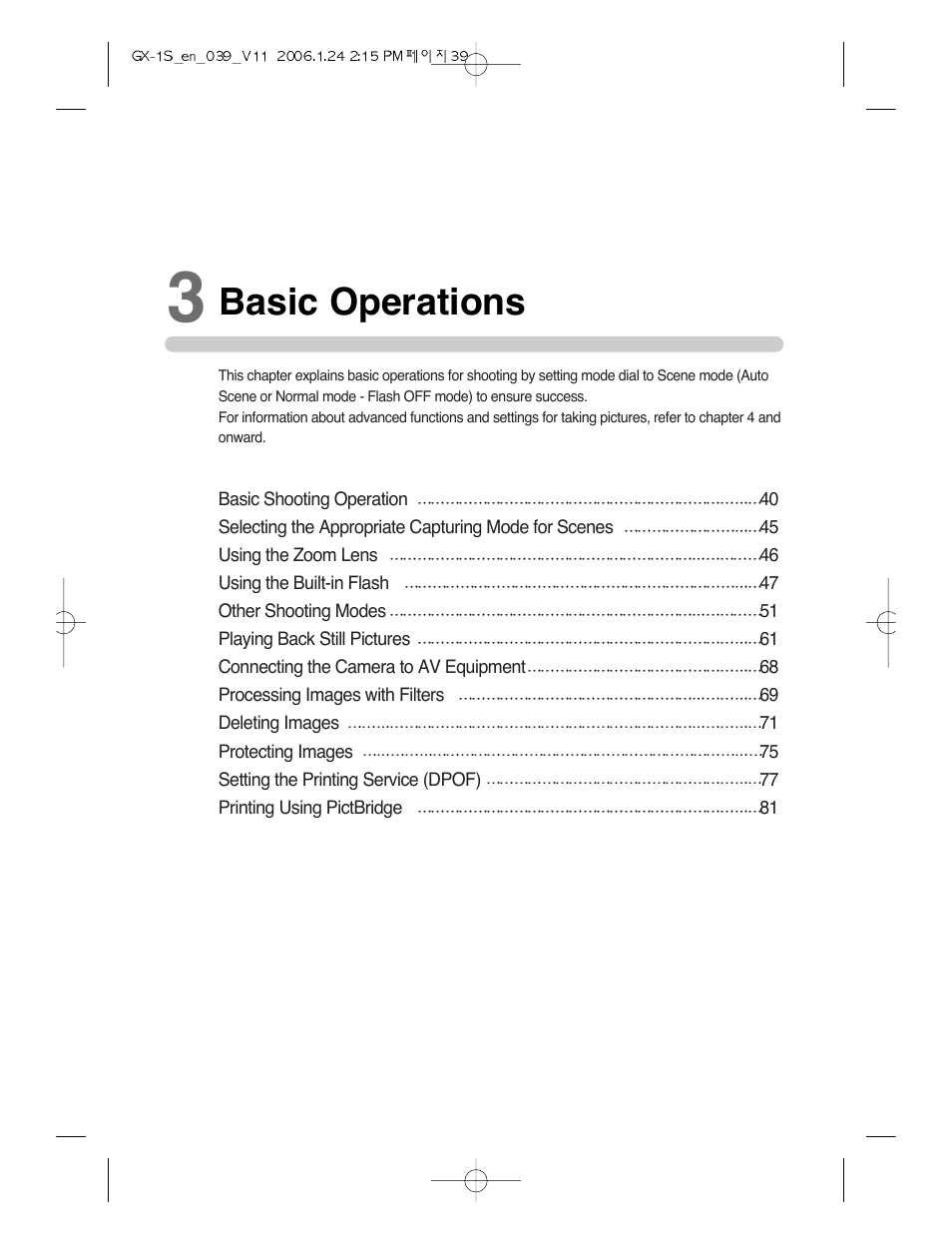 Basic operations | Samsung Digimax GX-1S User Manual | Page 40 / 214