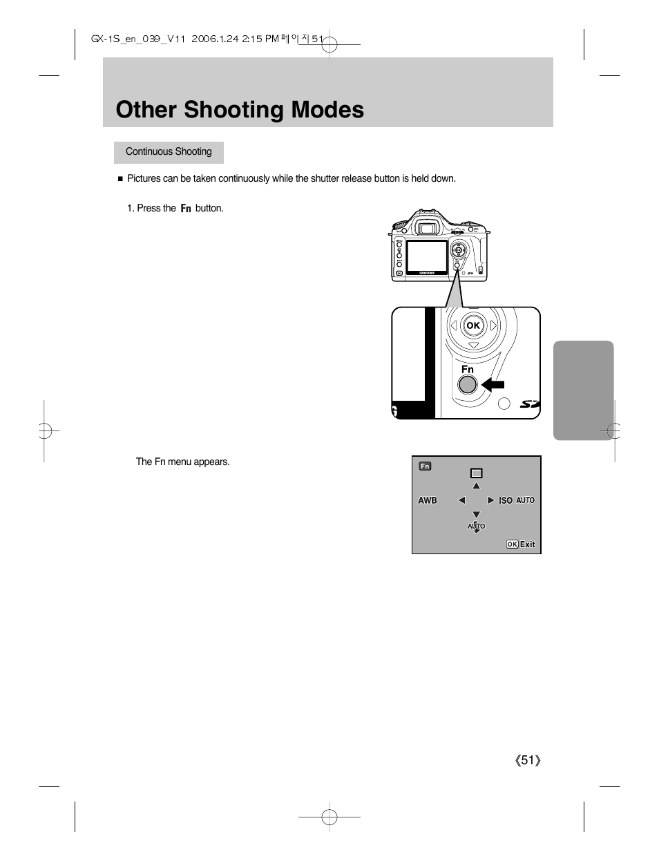 Other shooting modes | Samsung Digimax GX-1S User Manual | Page 52 / 214