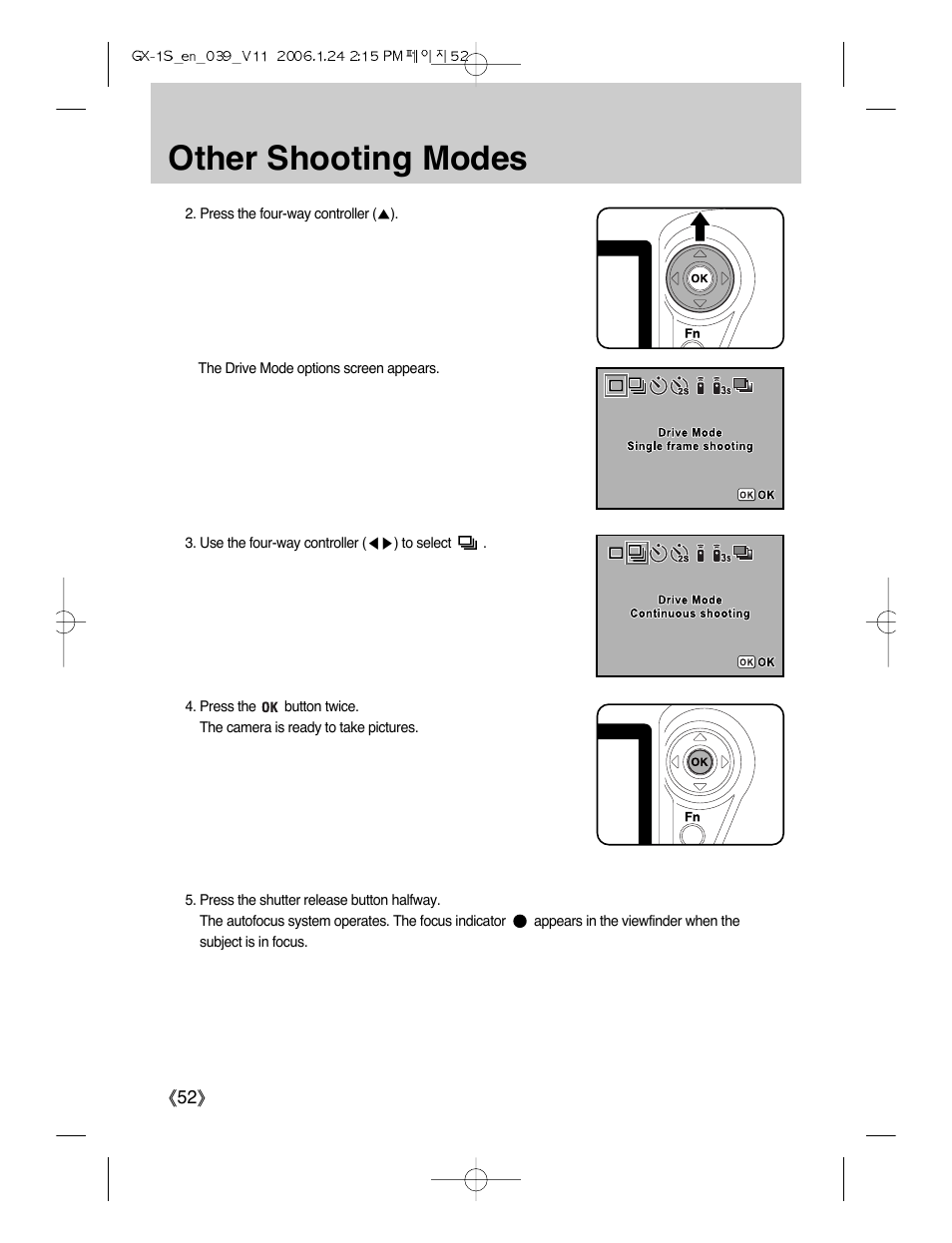 Other shooting modes | Samsung Digimax GX-1S User Manual | Page 53 / 214