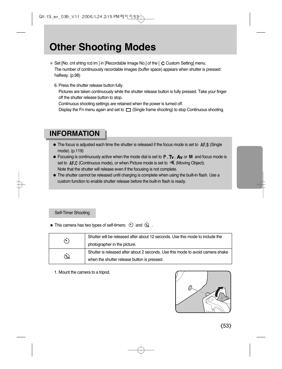 Other shooting modes, Information | Samsung Digimax GX-1S User Manual | Page 54 / 214