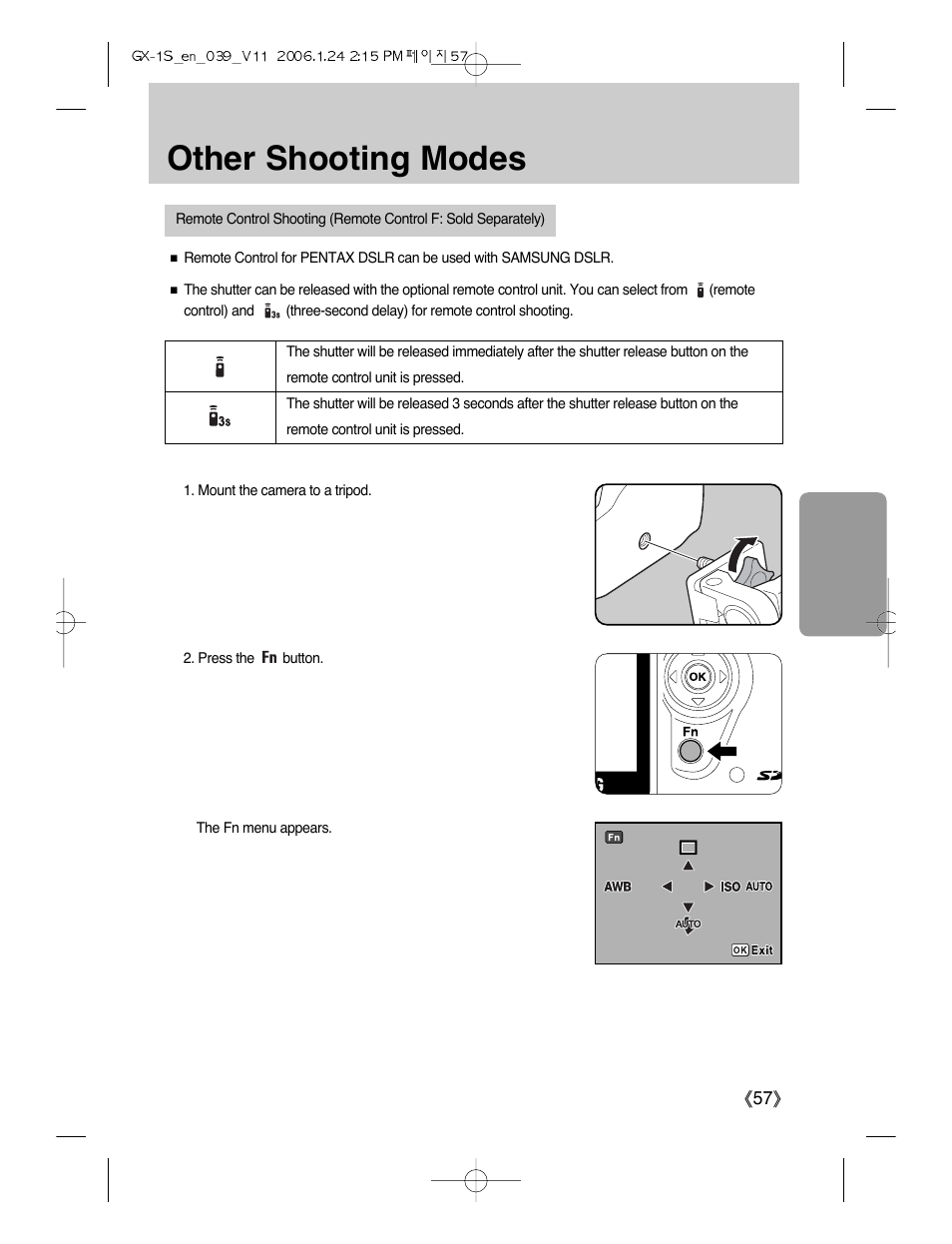 Other shooting modes | Samsung Digimax GX-1S User Manual | Page 58 / 214