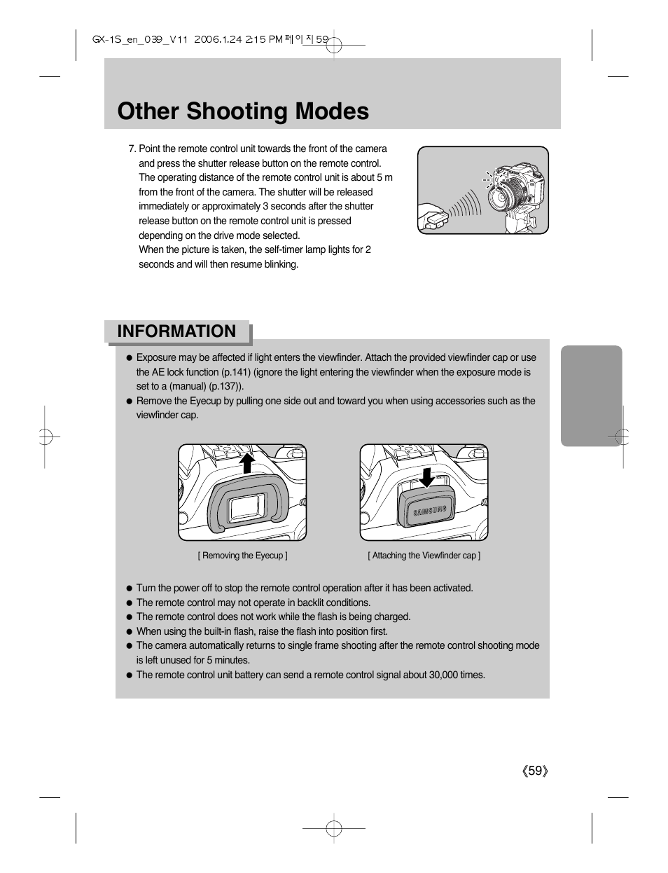Other shooting modes, Information | Samsung Digimax GX-1S User Manual | Page 60 / 214